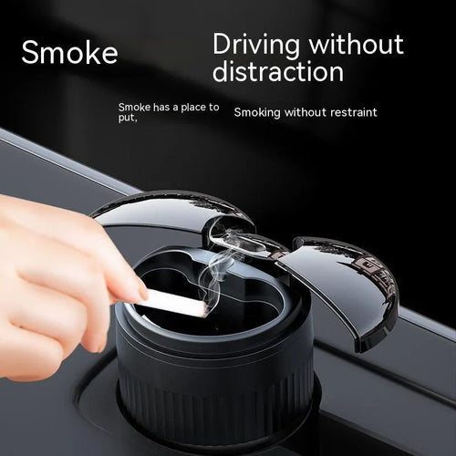 Metal car ashtray with automatic sensing technology and lid for vehicle use