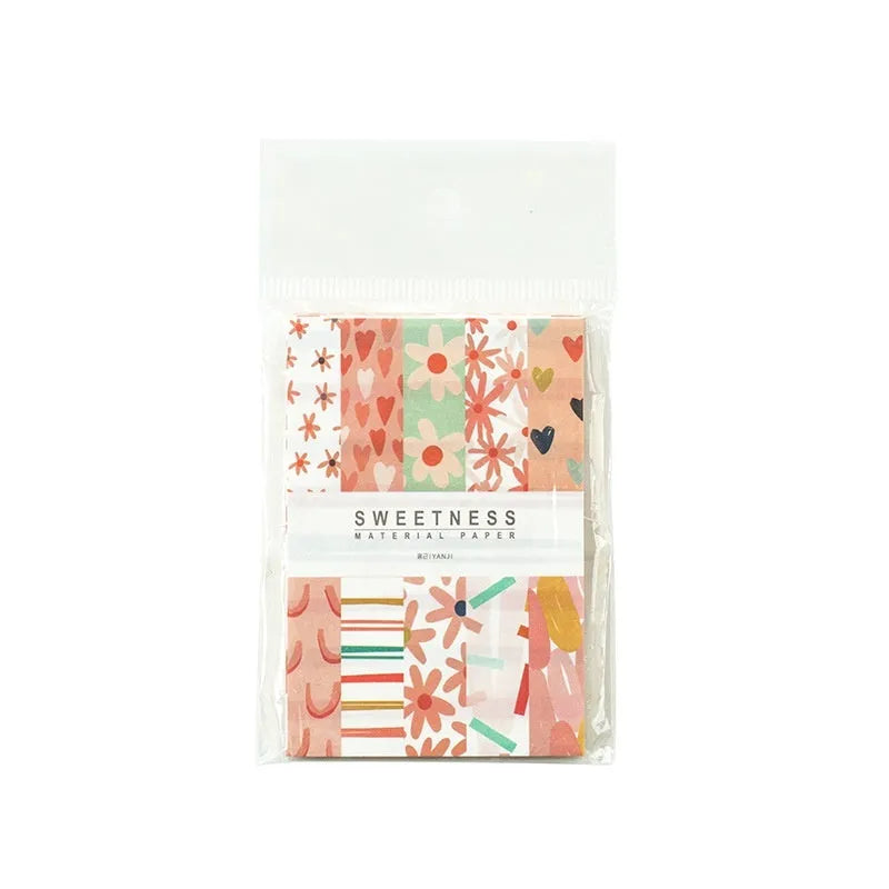 Pack of 50 retro sweet dessert themed note papers in ten pastel colours, each 56mm by 83mm.