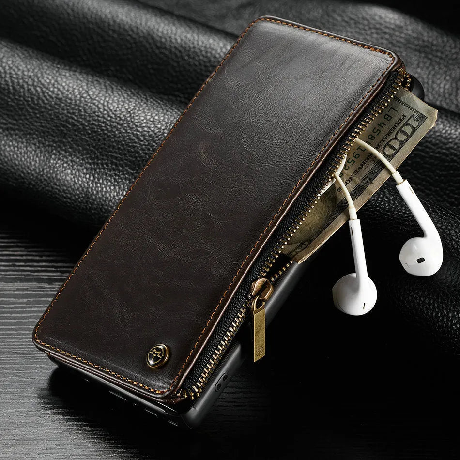 Leather flip phone case for SAMSUNG Note9 in black, brown or red colours