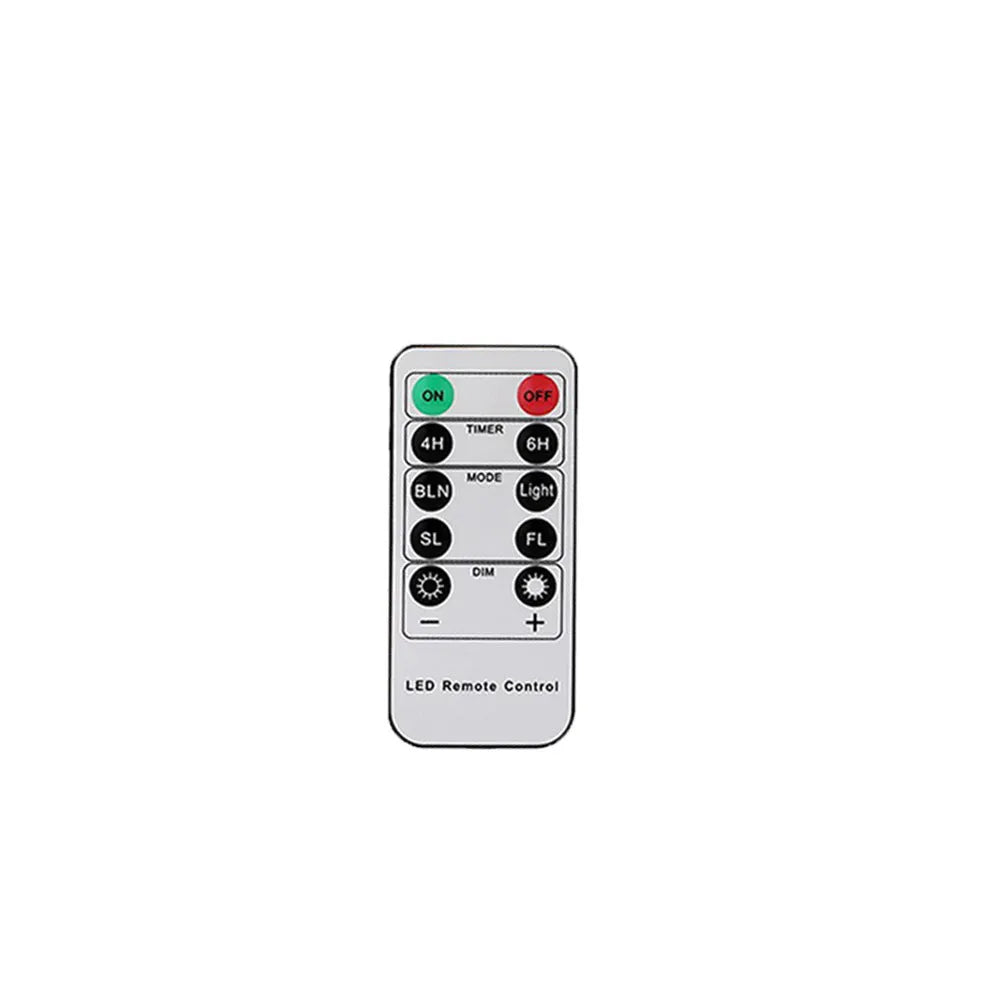 Beige simulation charging electronic candle lamp with water droplet head and remote control, 19.2 x 17.6 x 5.3 cm, ABS plastic