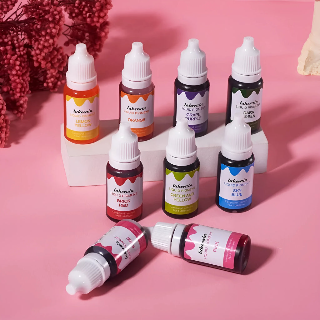Set of 24 small bottles of natural food colouring pigments for cakes and soap