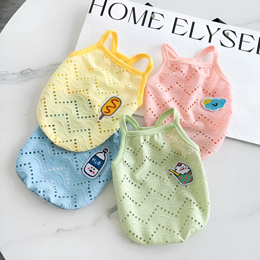 Breathable mesh pet vest for dogs or cats in blue colour with adjustable straps