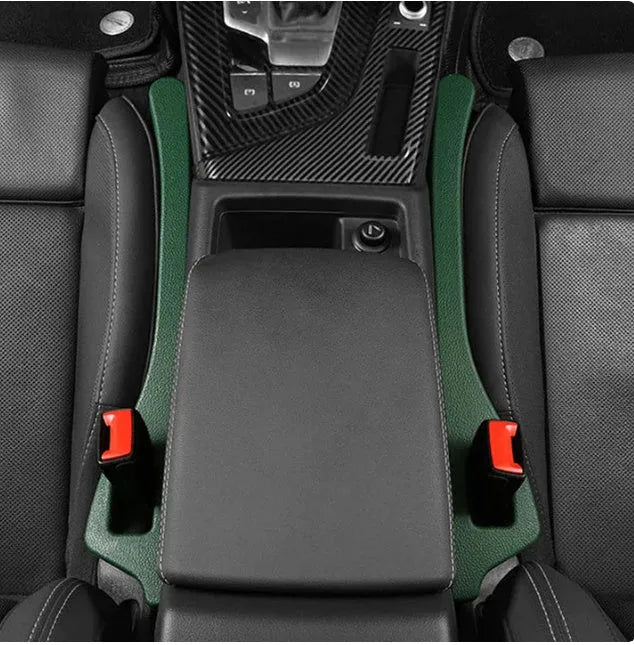 A pair of flexible polyurethane car seat gap strips in a choice of black, brown, red, or beige colours.