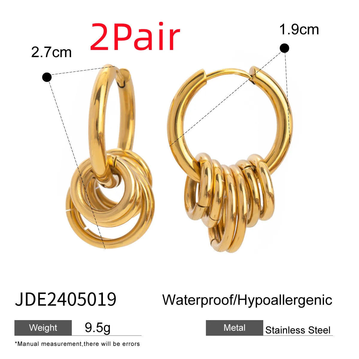 Stainless steel electroplated earrings in contemporary ins style for unisex wear