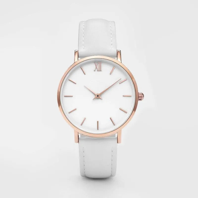 Quartz watch with 35.5mm square alloy case and PU leather strap in various colour options