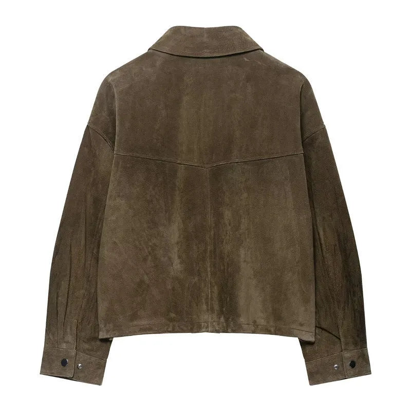 Women's PU leather jacket with regular fit and Asian sizing options in Japanese Korean casual style
