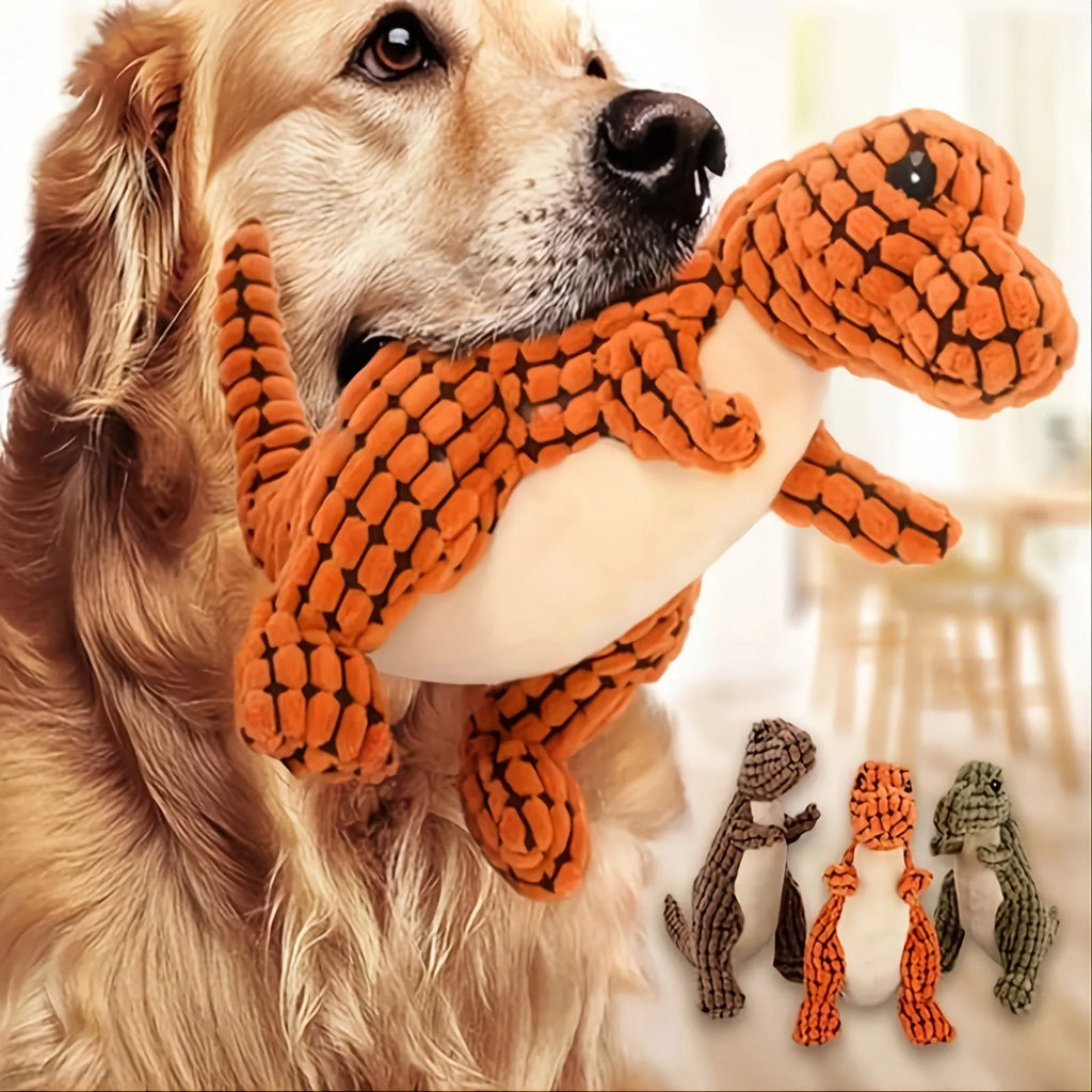 35 cm long dog chew toy with squeaker sound in grey, green or orange colours