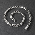 Men's titanium steel keel chain necklace in antique silver with large hemp flowers links