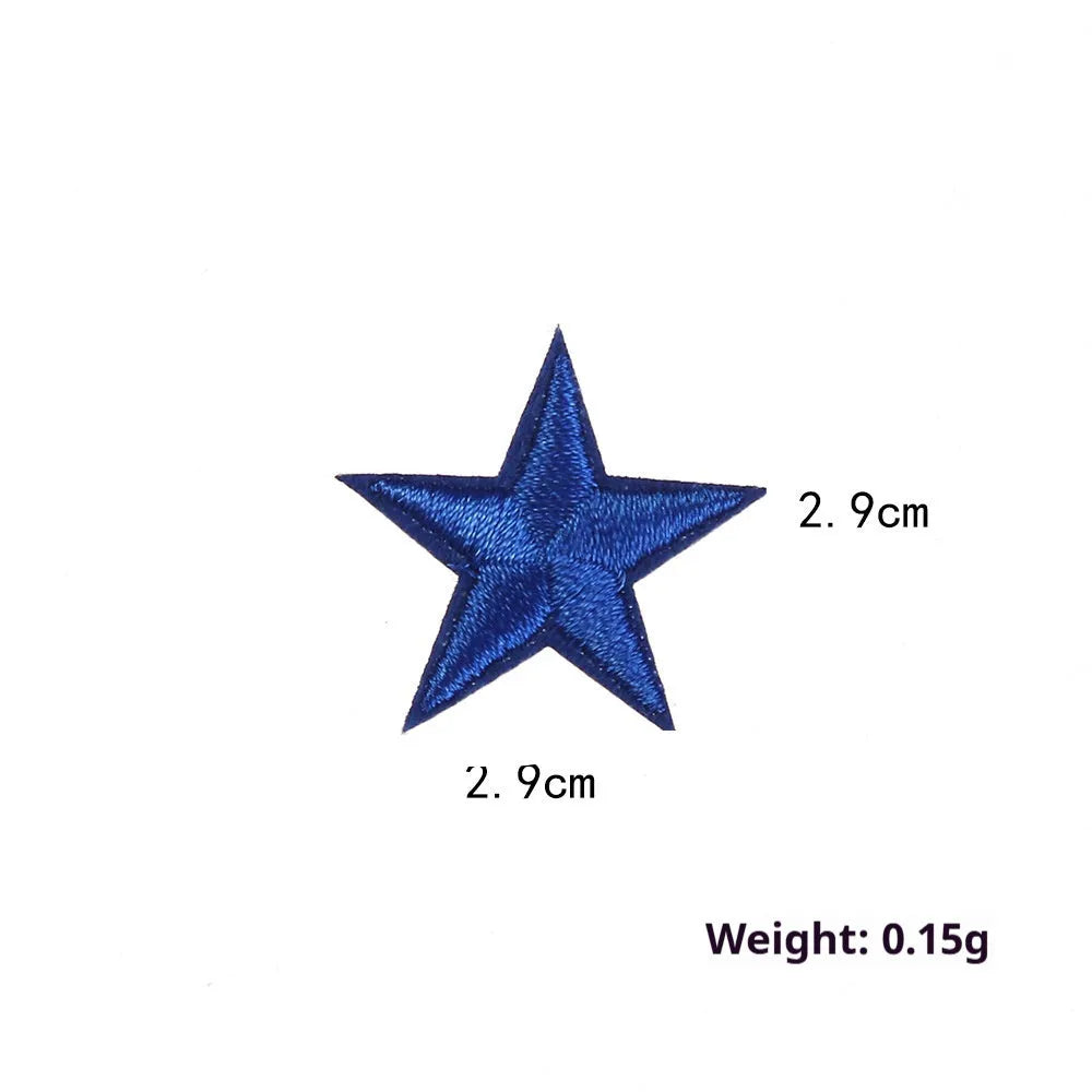 Colourful embroidered five-pointed star cloth stickers for DIY fabric decoration