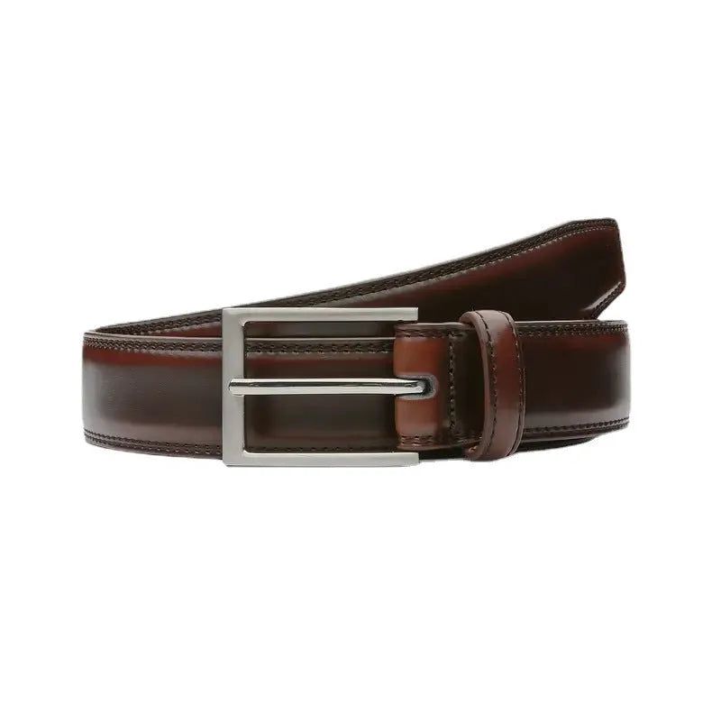 Men's casual leather belt with a textured 95 grain pattern and an alloy buckle.