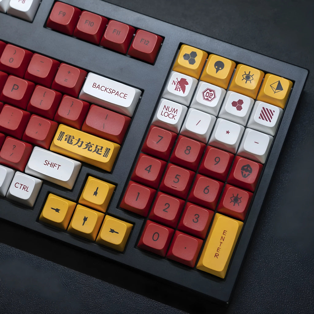 138 colourful Boy and Girl themed PBT keycaps for mechanical keyboards, packed in a box.