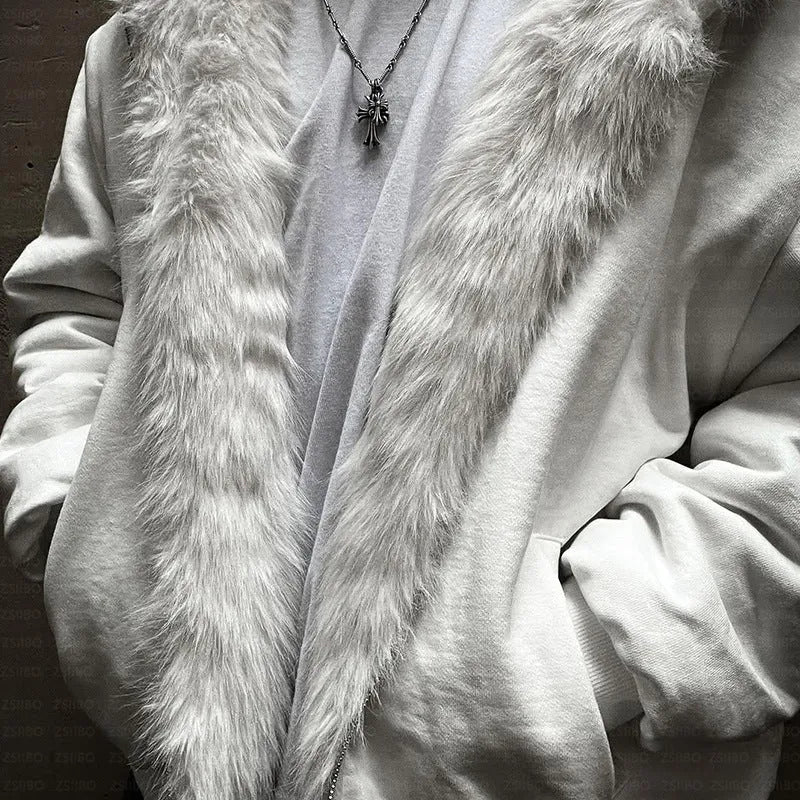 Casual baggy coat in black or white with loose cardigan style and long sleeves