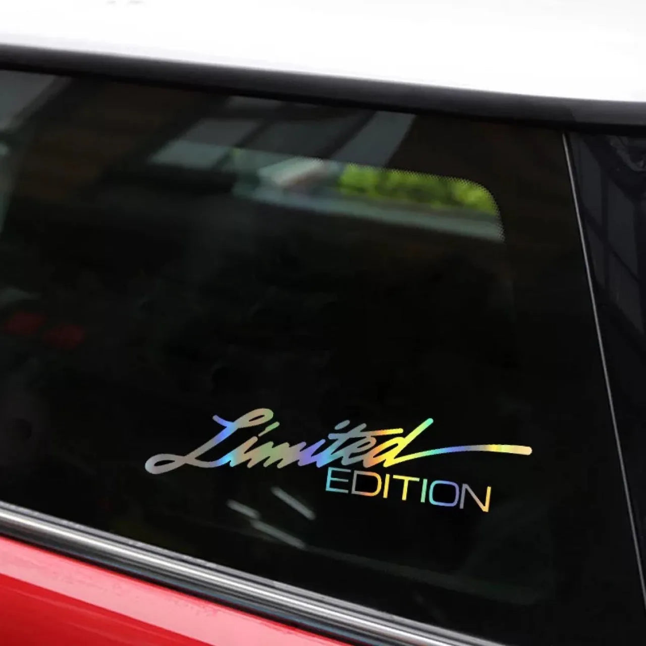 Black laser reflective car sticker with text design on PET material for vehicle decoration