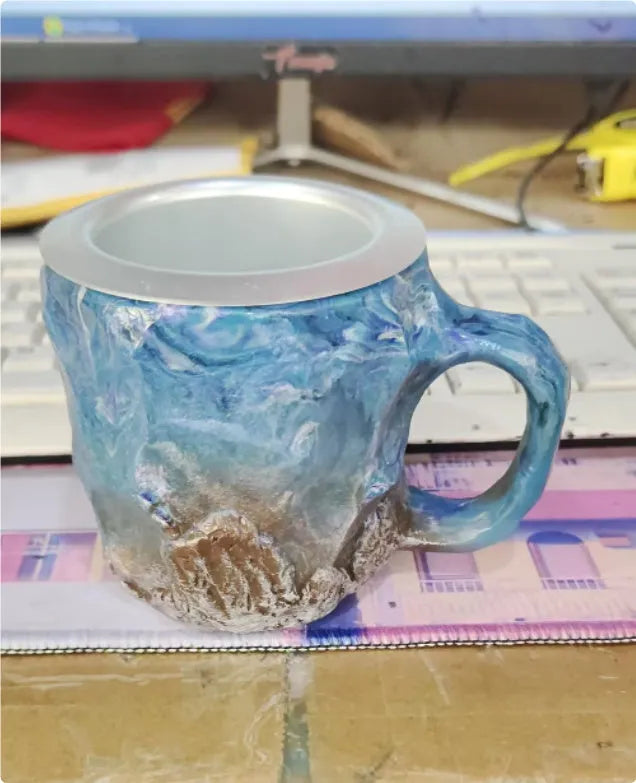 400ml resin mineral crystal coffee mug with handle in multiple colour options