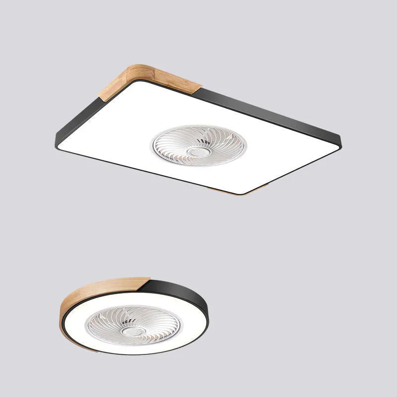 Nordic style ceiling fan light with solid wood blades for living room or bedroom