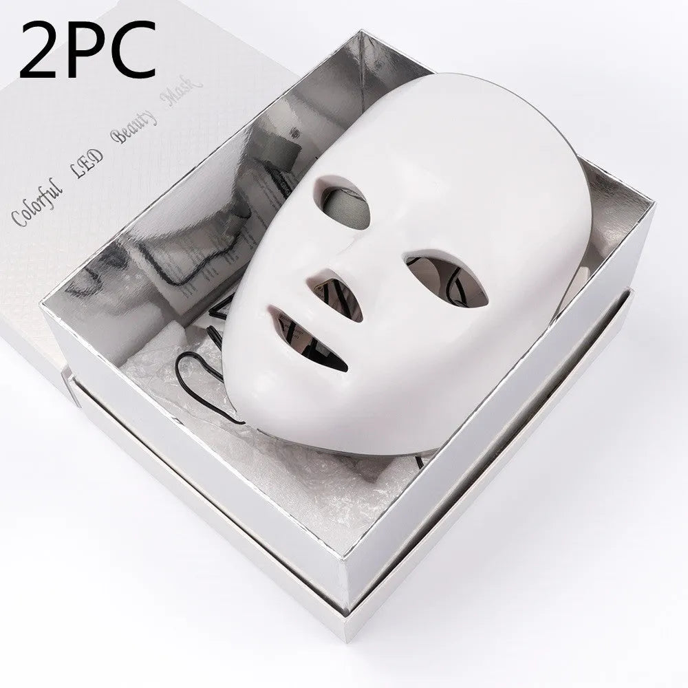 Seven colour LED photon rejuvenation skin mask with 330 lights and ABS construction on a white background