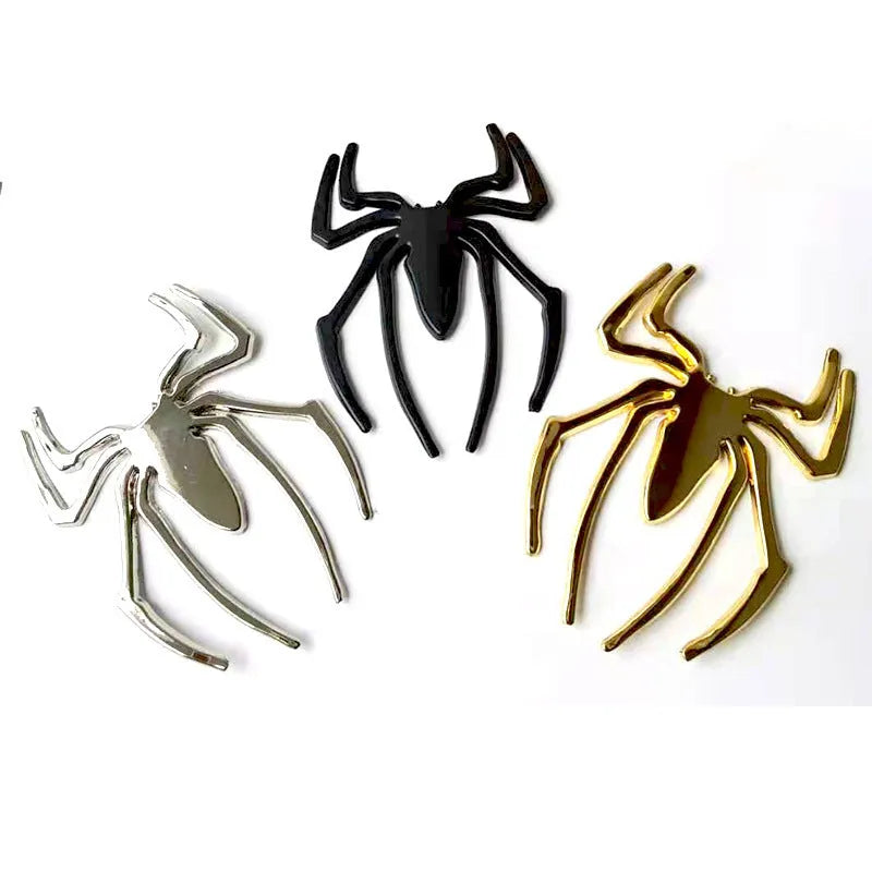 Three-dimensional zinc alloy metal spider sticker for car bumpers in gold colour