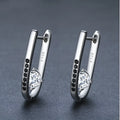 Black copper U-shaped earrings with elliptical design for women natural style