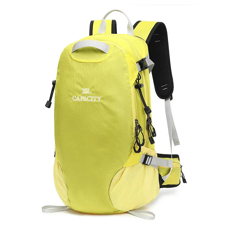 Outdoor multifunctional waterproof hiking backpack in black with Oxford cloth and folding design