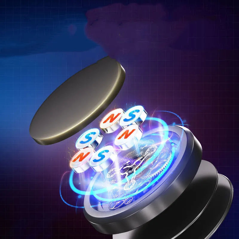 Obsidian black alloy magnetic mobile phone holder with centripetal force technology