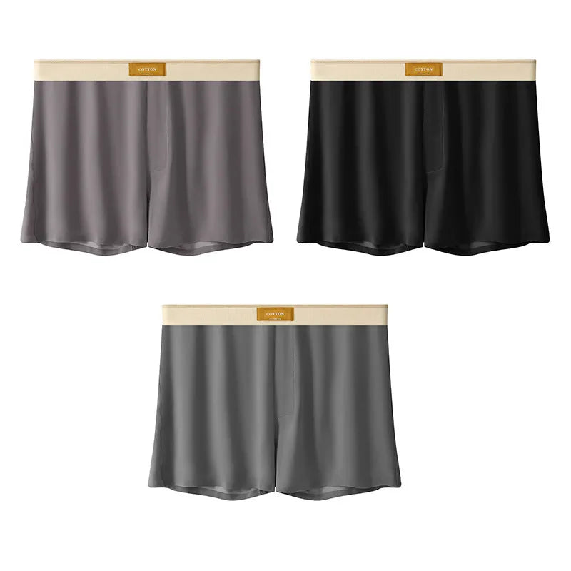 Men's loose-fit ice silk underwear in a solid colour on a mid-waist.