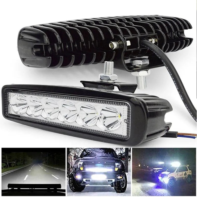 Black die-cast aluminium 18W LED car auxiliary light with bracket mount