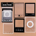 Frame Series retro decorative stickers showing photography, film, magazine, music, social, and frame designs on transparent PET paper
