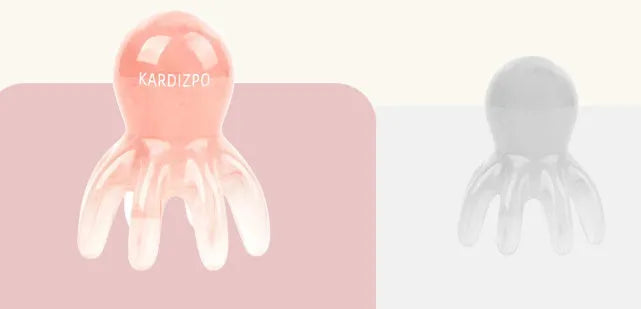 Pink natural resin octopus-shaped massage comb for facial and body meridian therapy.
