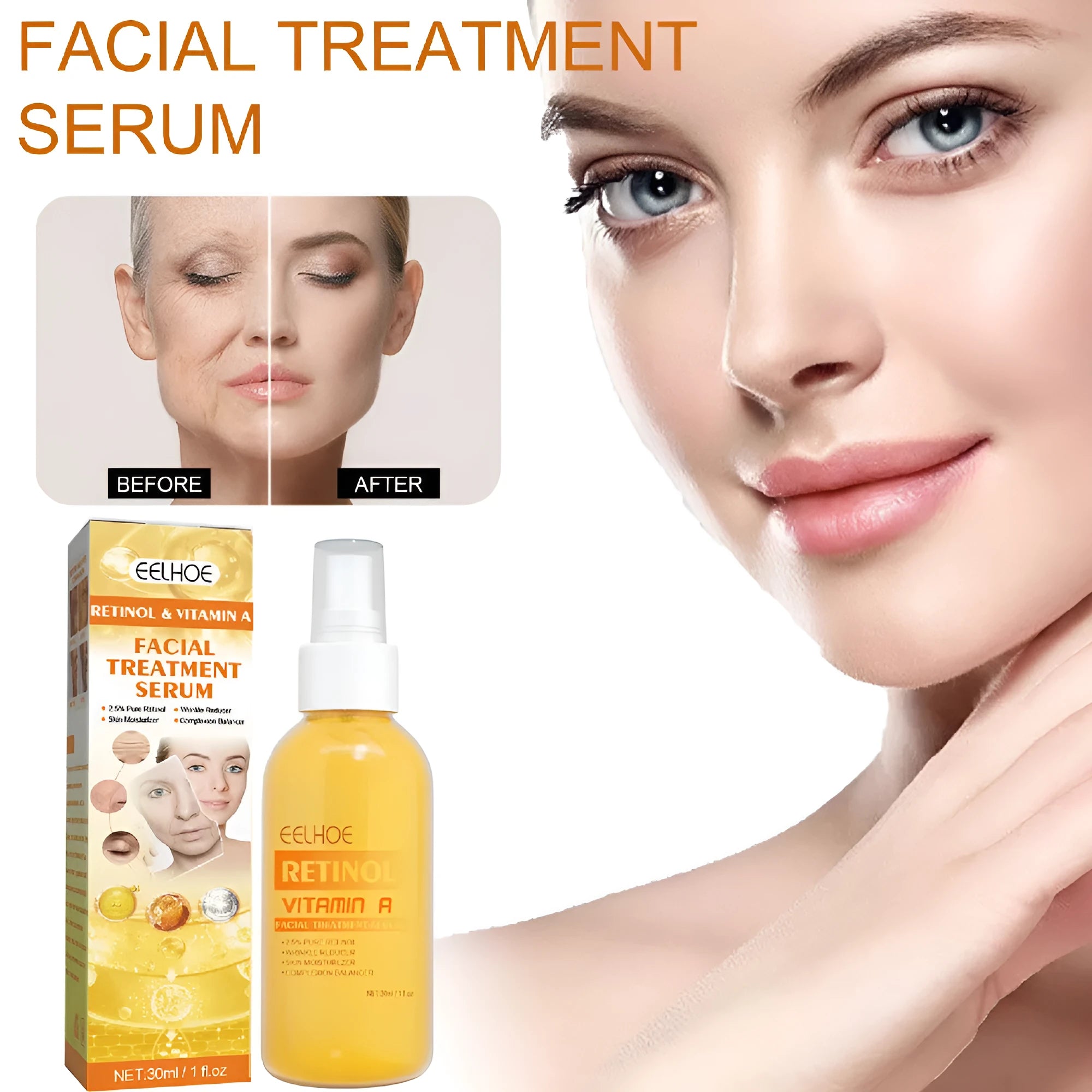 Boxed retinol anti-wrinkle essence spray 30ml for facial fine lines and skin elasticity