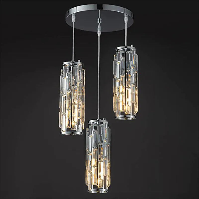 Black single head LED droplight with clear crystal lighting element in American industrial style