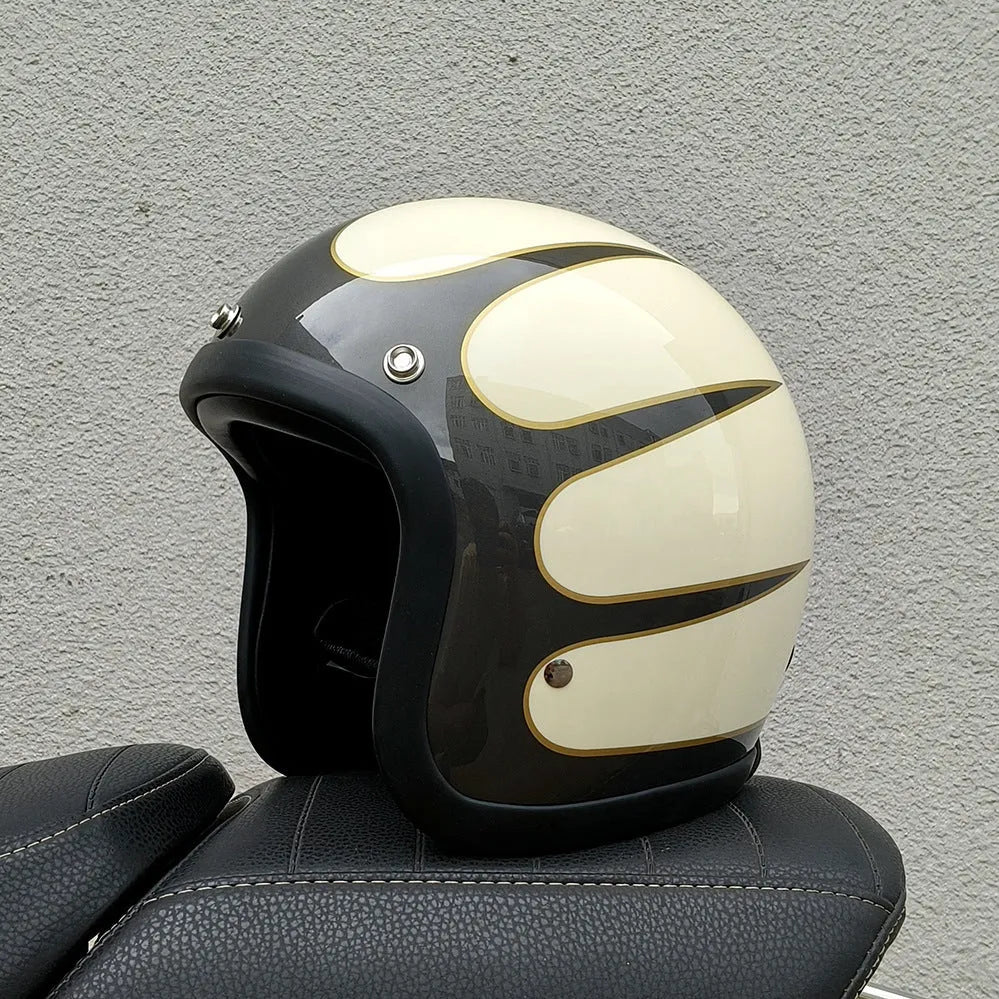 FRP retro half helmet for electric motorcycle commuting available in multiple colours and sizes
