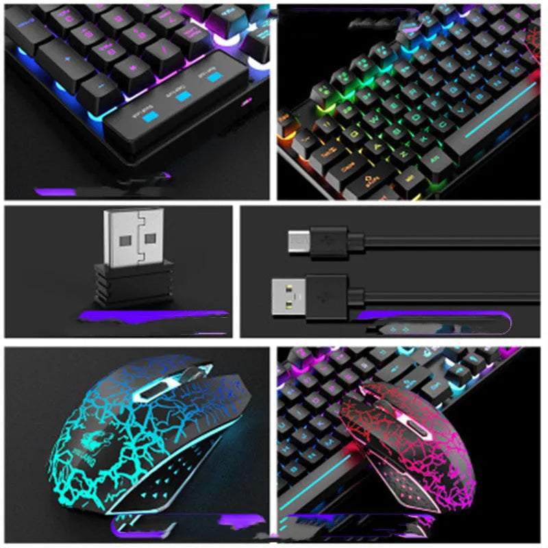 T3 wireless charging keyboard and mouse set with backlit keys and ergonomic design