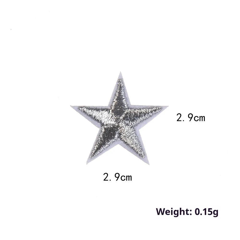 Colourful embroidered five-pointed star cloth stickers for DIY fabric decoration