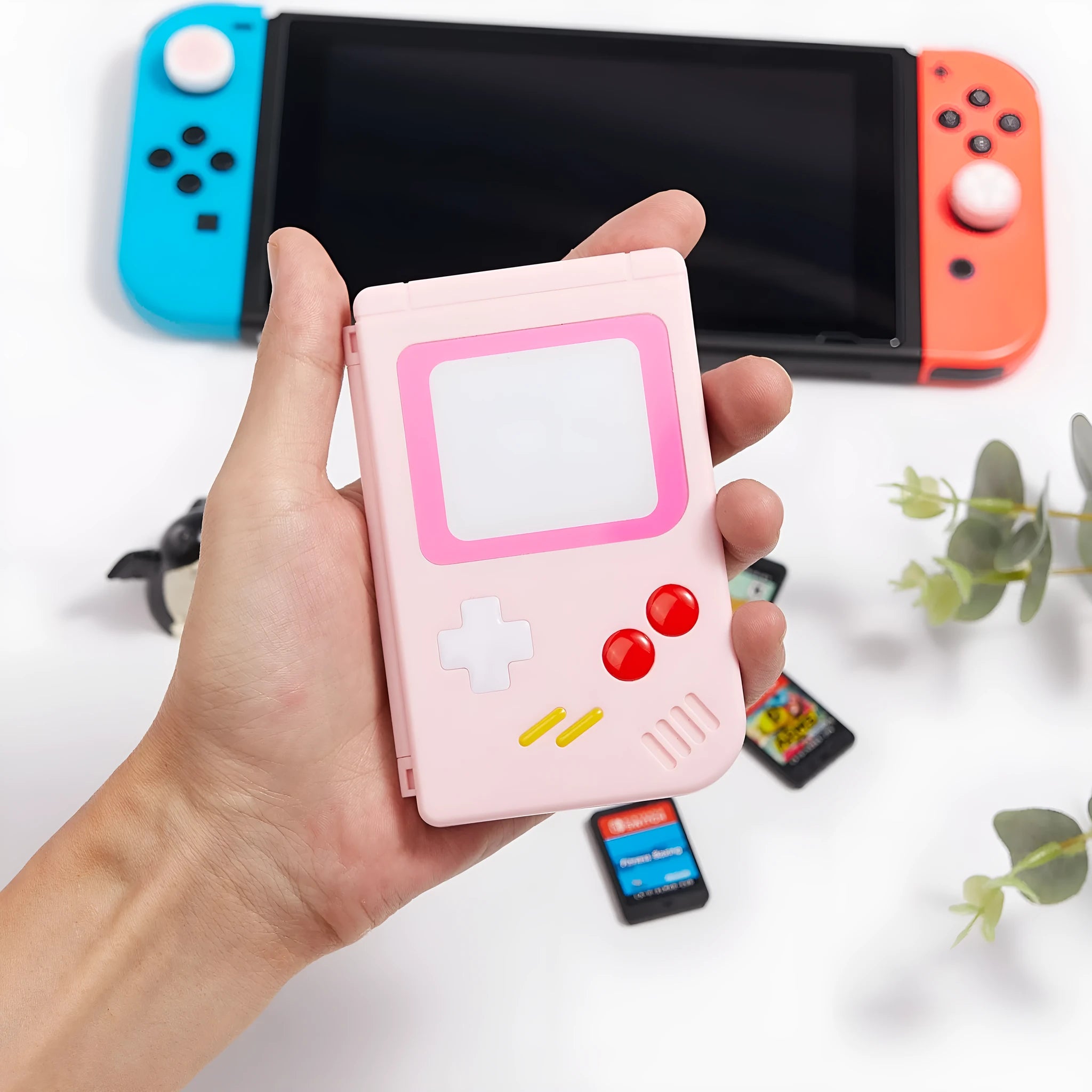 Nintendo Switch game card storage box in blue, pink or white colours