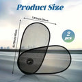 Black breathable car window shade with suction cups attached to vehicle side window