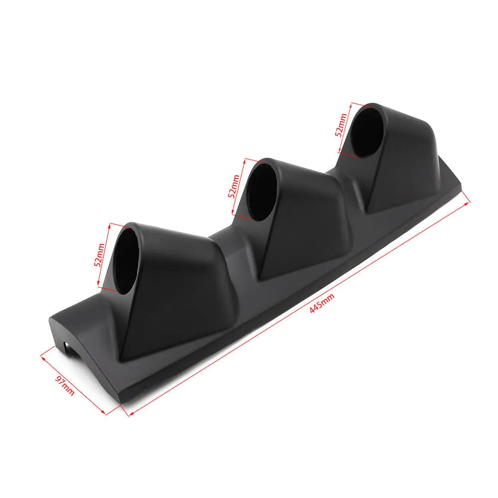 Black car instrument mounting frame with three holes for right-hand drive vehicle gauge installation