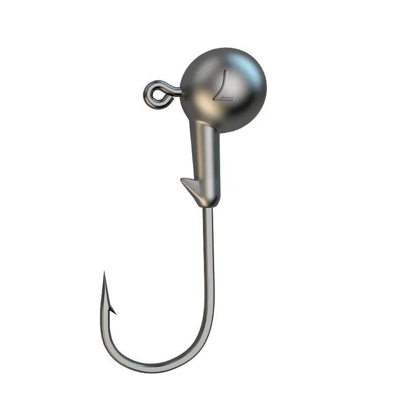 Pack of 50 steel jig fishing hooks in 7G size with primary colour finish.