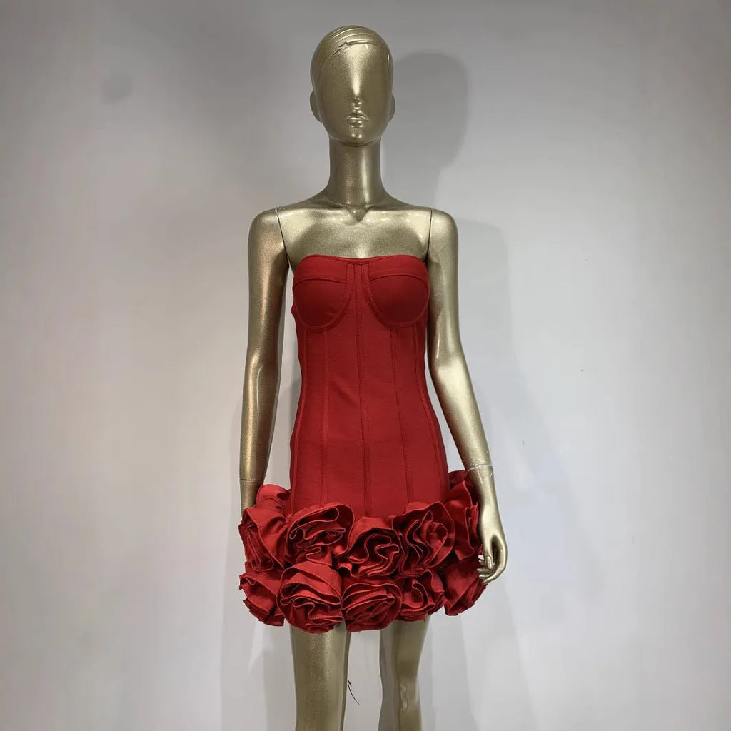 Women's solid colour polyester dress with mid-waist styling in black, red, or white.