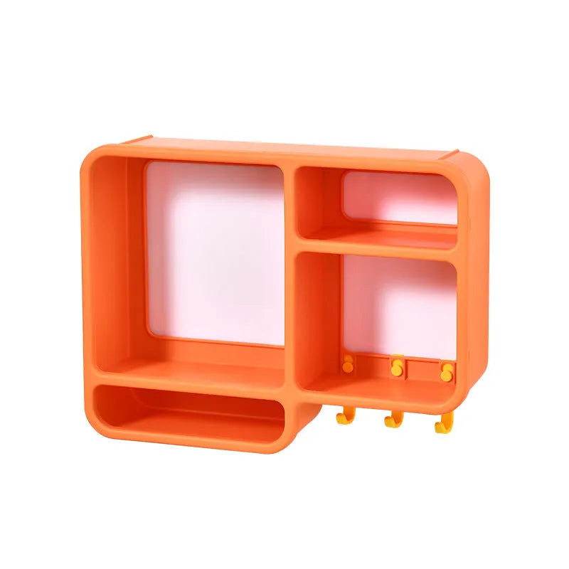 Plastic dust-proof wall shelf for cosmetics in white, 36.2x27.2x9.3cm, wall-mounted storage box