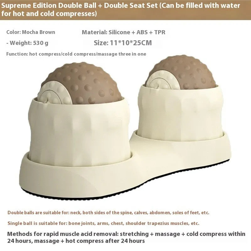Massage ball set for cold and hot compress therapy in green and brown colour options