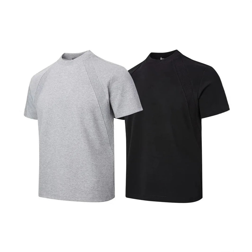 Loose fit short sleeve top with air layer stitching in polyester fabric