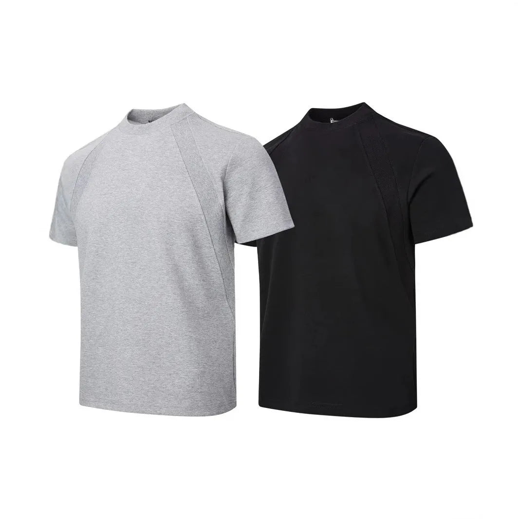Loose fit short sleeve top with air layer stitching in polyester fabric