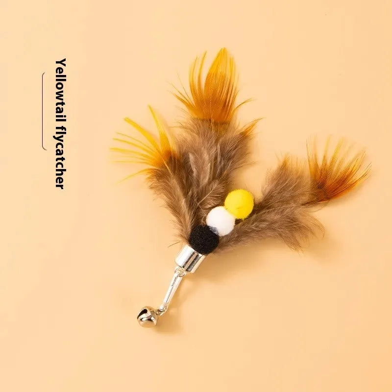 Three steel wire cat toy replacement heads in small flying insect colours