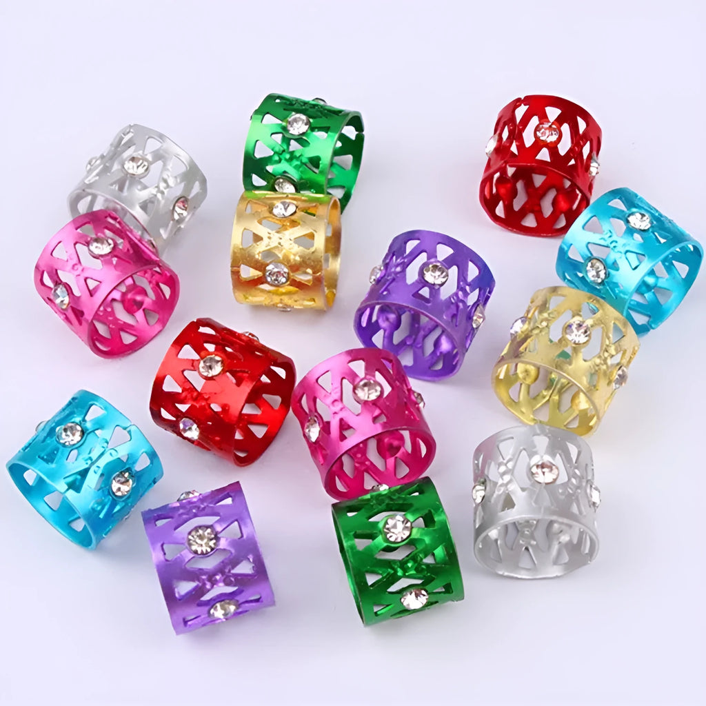 Metal hair ring with hollow jeweled crown design in multiple colour options for wig decoration