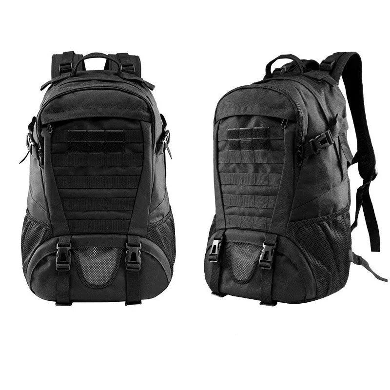 Outdoor mountaineering backpack in Oxford cloth shown in a camouflage colour with air pillow belt system.