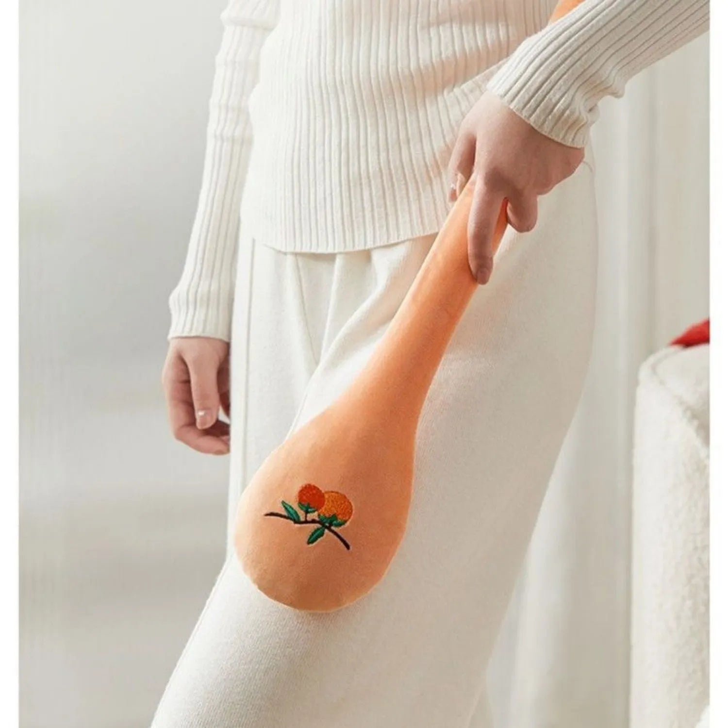 48 cm long percussion massage stick with persimmon wishful zipper style meridian flap for back therapy