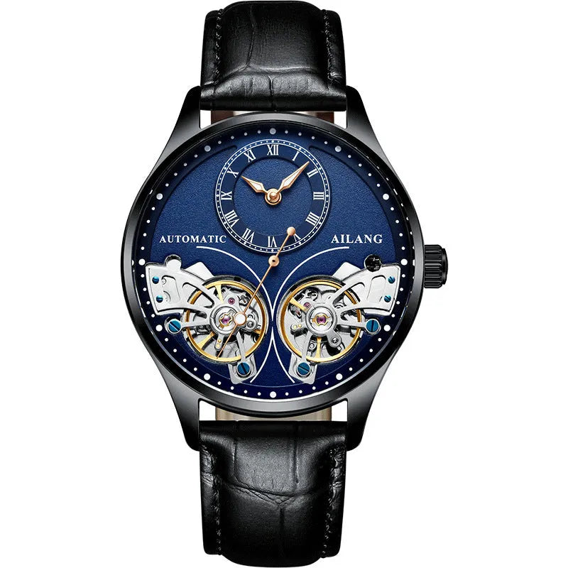 Men's titanium automatic watch with tourbillon and moon phase complications on wrist
