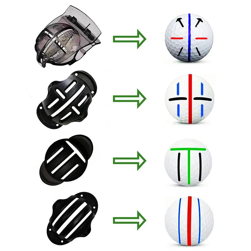 Golf putting alignment tool set with plastic scribers and drawing pens for putting practice