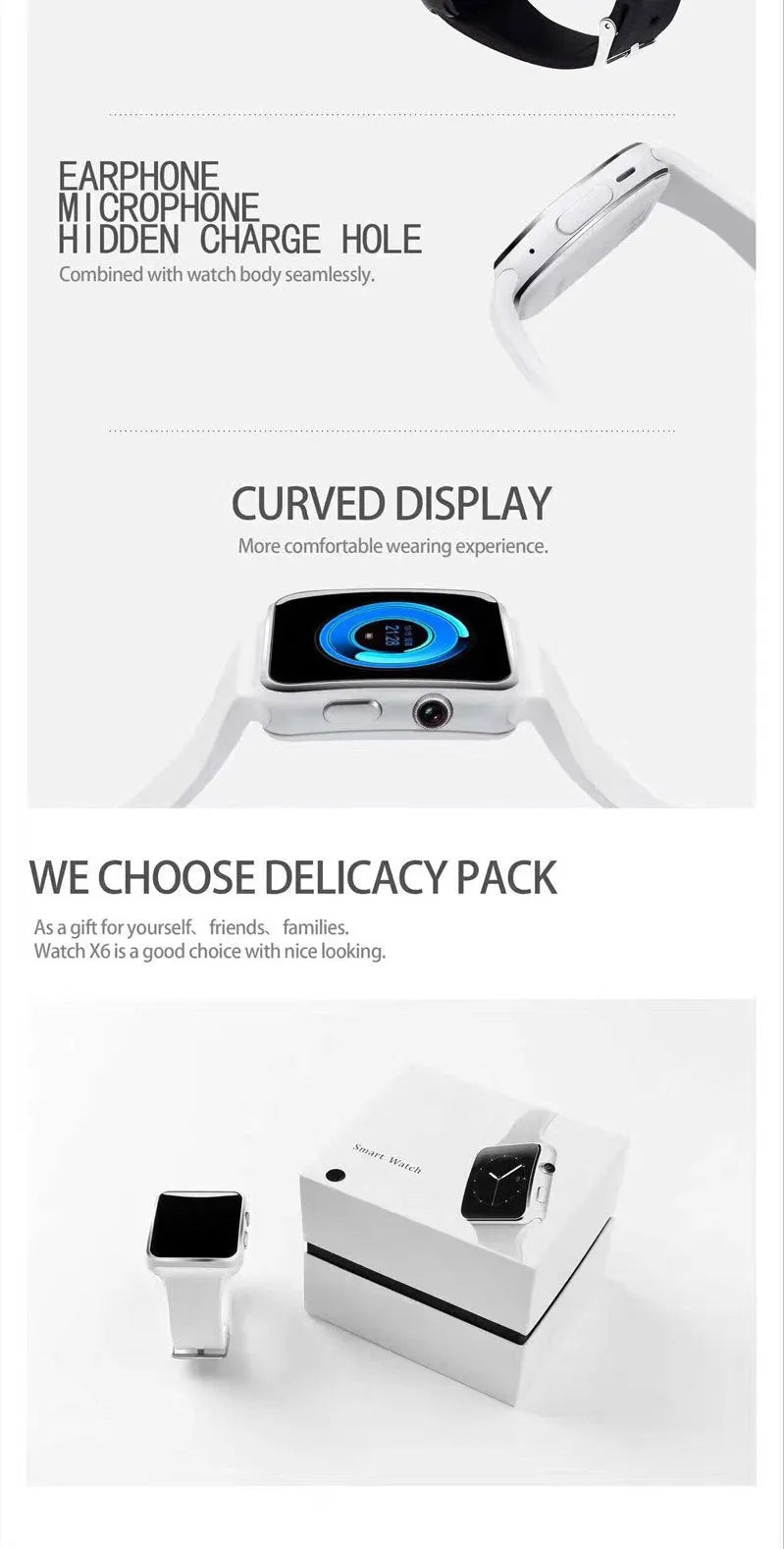Black smart watch with 1.54-inch touch screen and silicone strap on a wrist