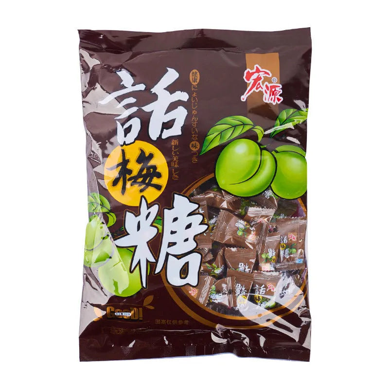 Assorted bags of plum, guava, and tangerine peel flavoured hard sweets for parties.